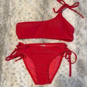Pink One-Shoulder Bikini Set